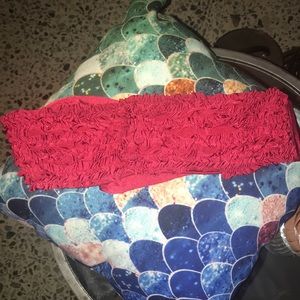 Red ruffle strapless bikini top